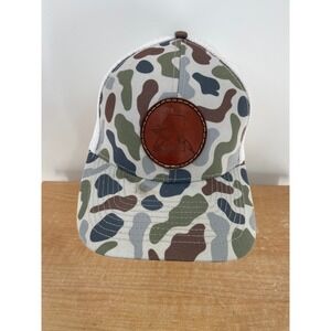 Lost Hat Co Slate Camo Trucker Hat Mississippi Duck Leather Patch Snapback